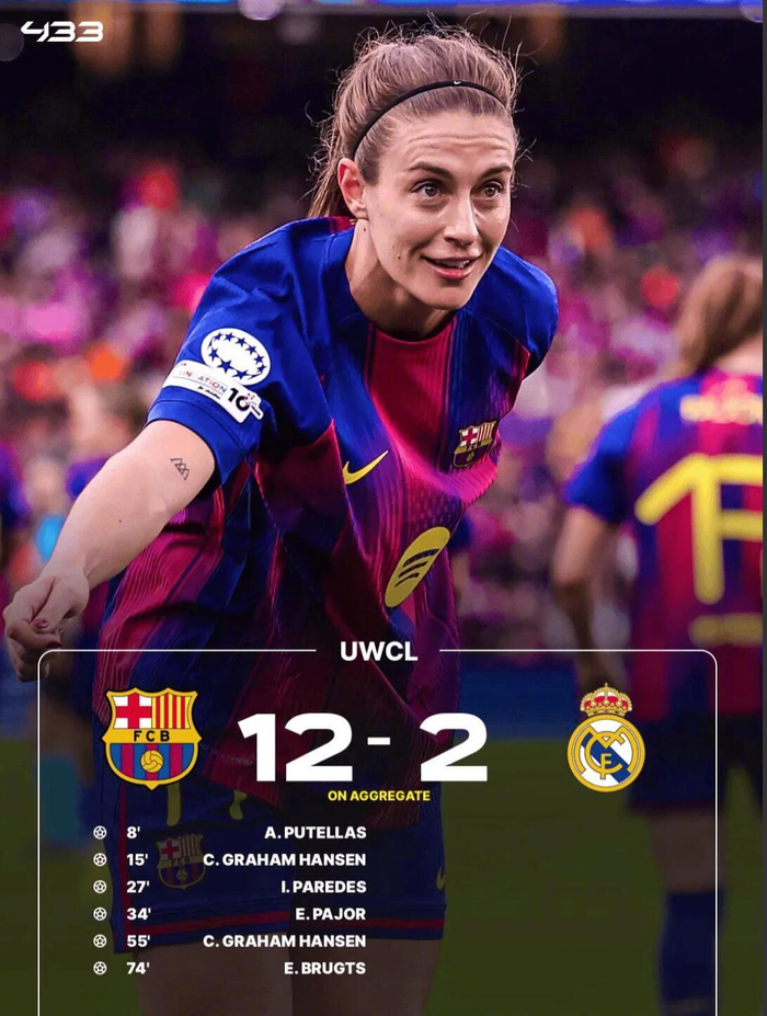 巴萨女足6-0横扫皇马晋级